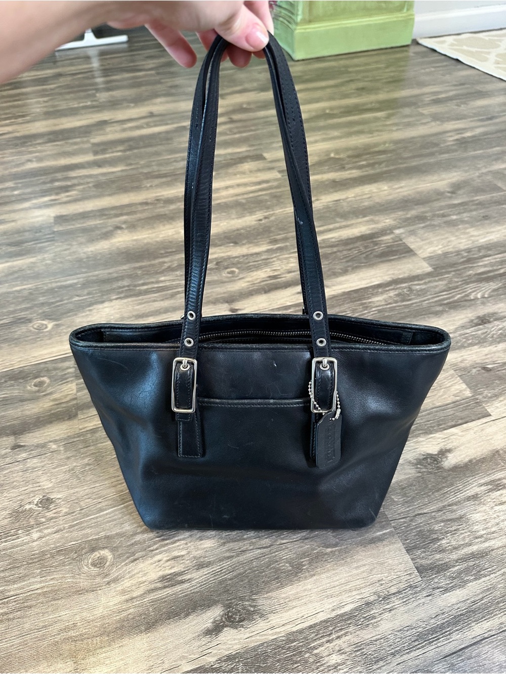 Coach 9847 Black Leather Tote Shoulder Bag Y2K Vintage 2003 Buckle Handbag